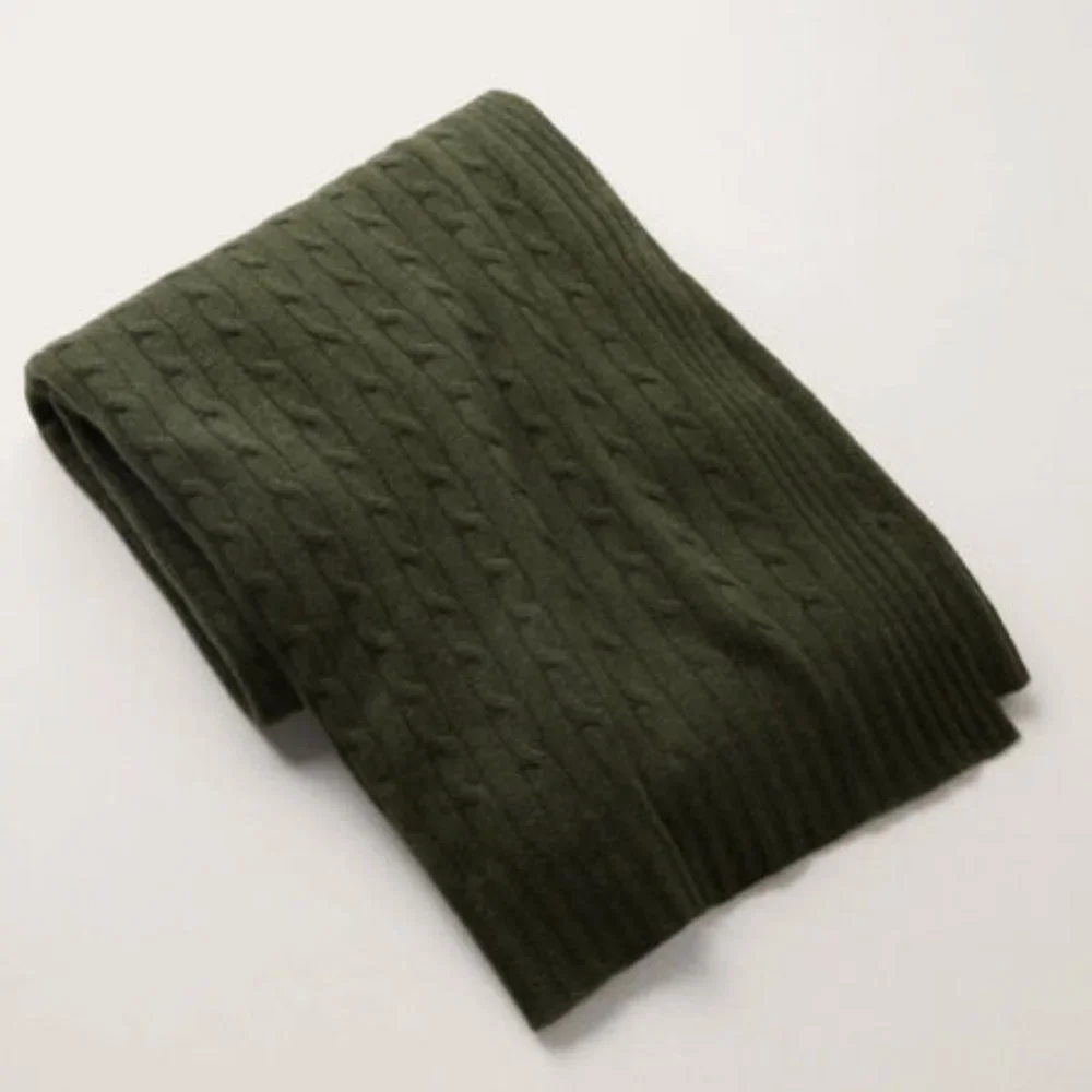 Ralph Lauren Cable Cashmere Throw Blanket in Loden